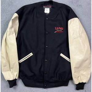 Lund Boats Mercury Snap Up Letterman Jacket‎ Fishing Boat Coat 2002 Size XL